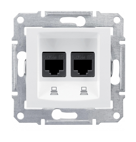 Розетка двойная компьютерная RJ45 Cat.5 Schneider Electric SEDNA, белый