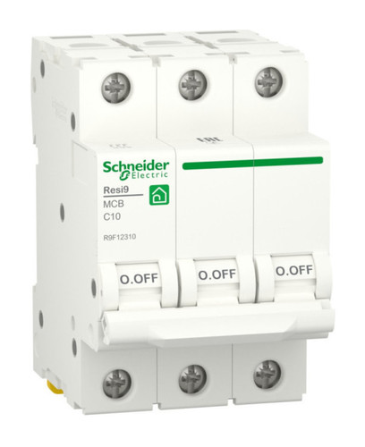 Автоматический выключатель Schneider Electric Resi9 3P 10А (C) 6кА, R9F12310