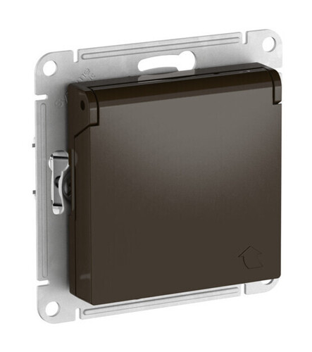 Systeme Electric AtlasDesign Мокко Розетка с заземл. со шторк. с крышкой, 16А,IP20,мех., быстрозажим. клем.