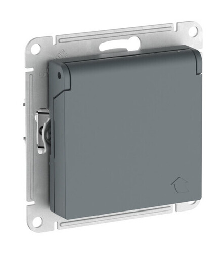 Systeme Electric AtlasDesign Грифель Розетка с заземл. со шторк. с крышкой, 16А,IP20,мех., быстрозажим. клем.