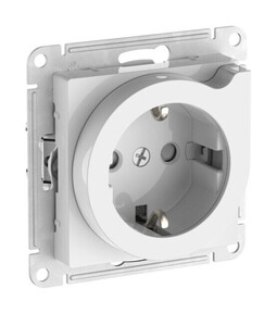 Systeme Electric AtlasDesign Белый Розетка с заземлением со шторками с выталк., 16А,мех., быстрозажим. клем.