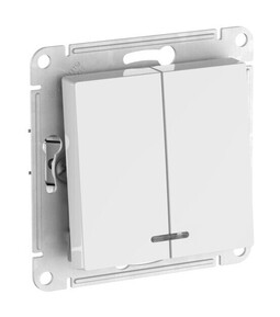 Systeme Electric AtlasDesign Белый Выключатель 2-клавишный с подсвет.,сх.5а, 10АХ, мех., быстрозажим. клем.