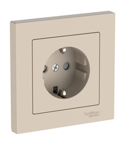 Systeme Electric AtlasDesign Песочный Розетка с заземлением со шторками, 16А, в сборе, быстрозажим. клем.