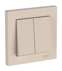 Systeme Electric AtlasDesign Песочный Выключатель 2-клавишный, сх.5, 10АХ, в сборе, быстрозажим. клем.