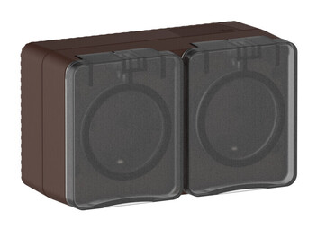 Systeme Electric AtlasDesign Profi54 Наруж Коричневый Розетка двойная с з/к со шторками 16А